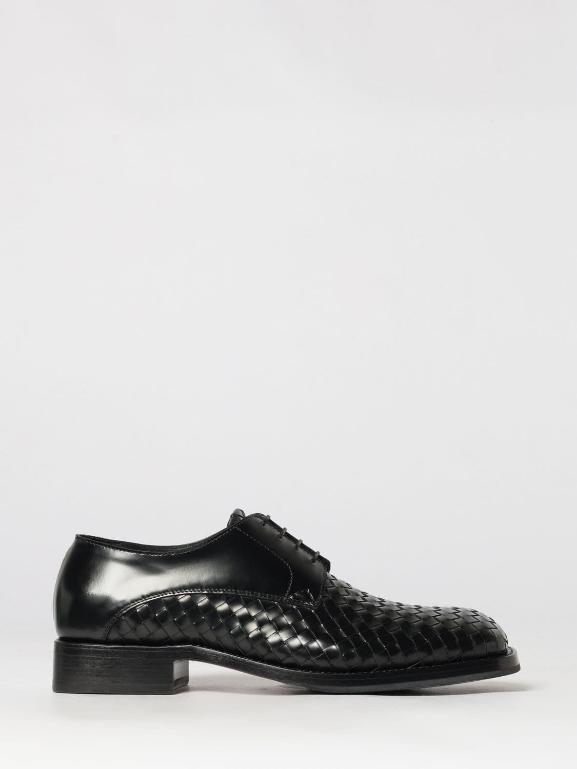 Bottega Veneta Smashed Brushed Leather Square-Toe Derby Shoes