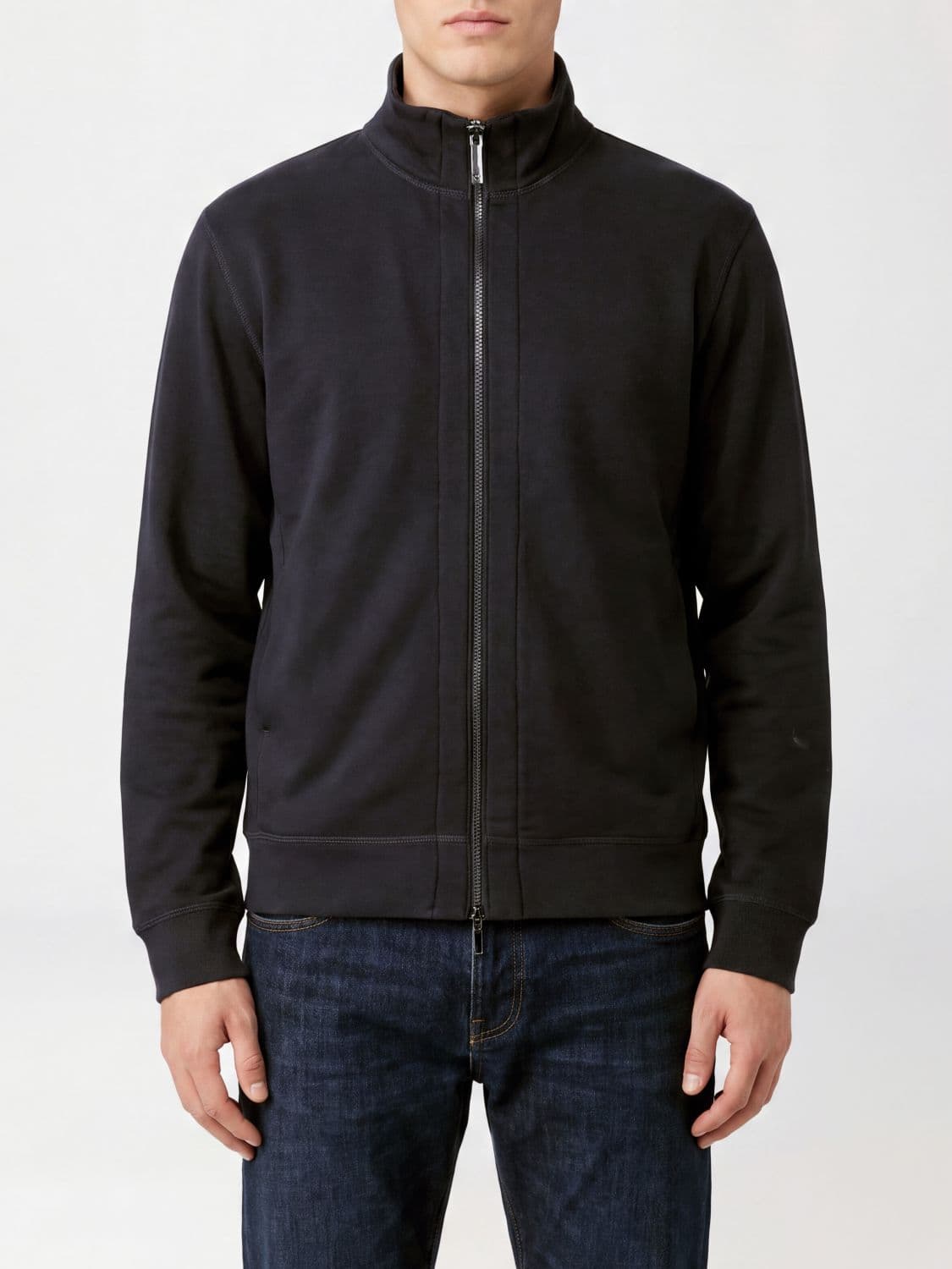 Emporio Armani High Neck Zip-Up Sweatshirt in a Cotton Blend