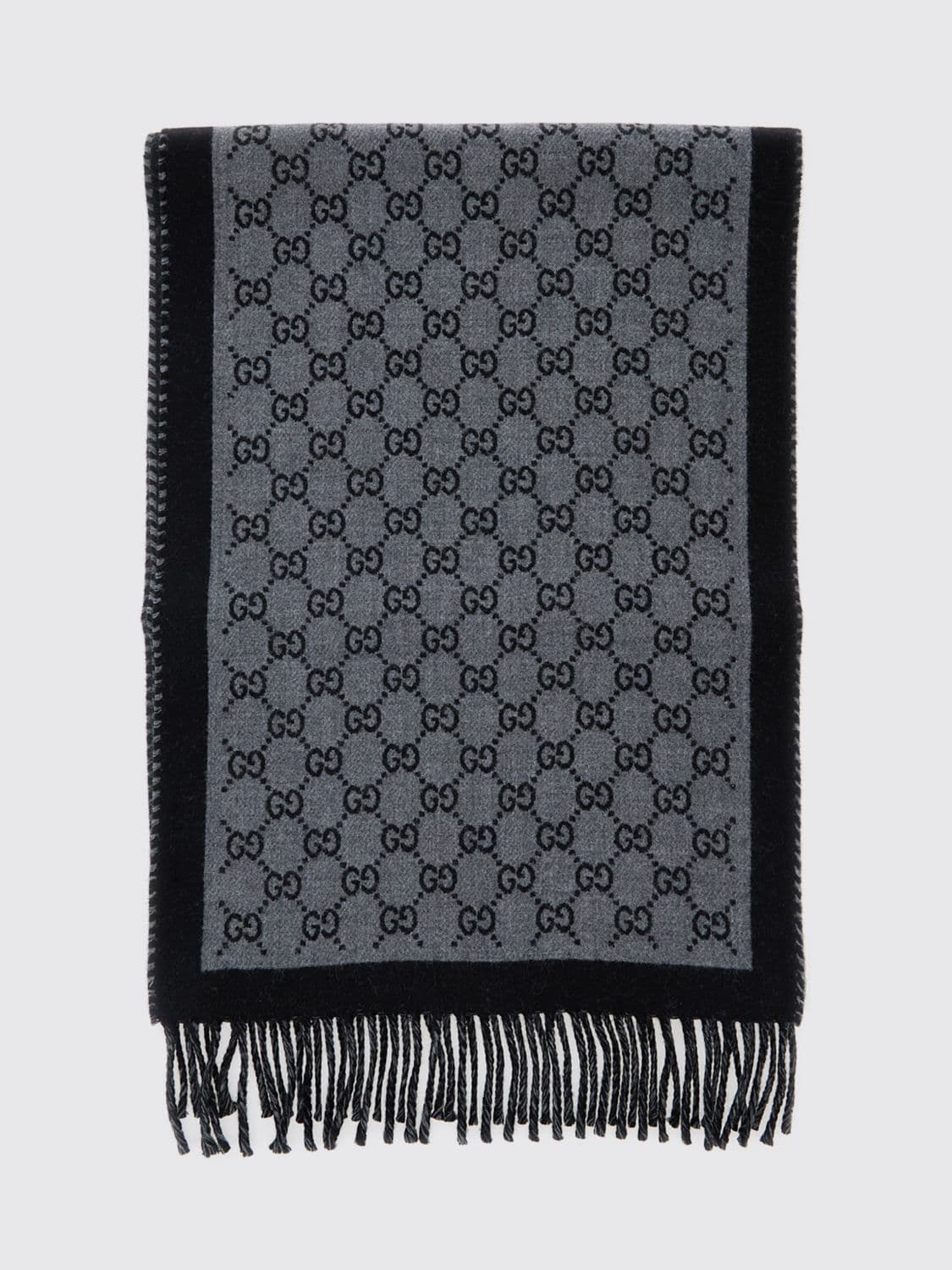 Gucci GG Monogram Merino Wool Scarf with Fringed Hem · OS