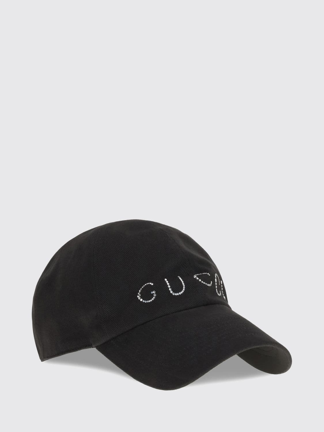 Gucci Cotton Twill Baseball Cap with Rhinestone Logo and Rigid Visor