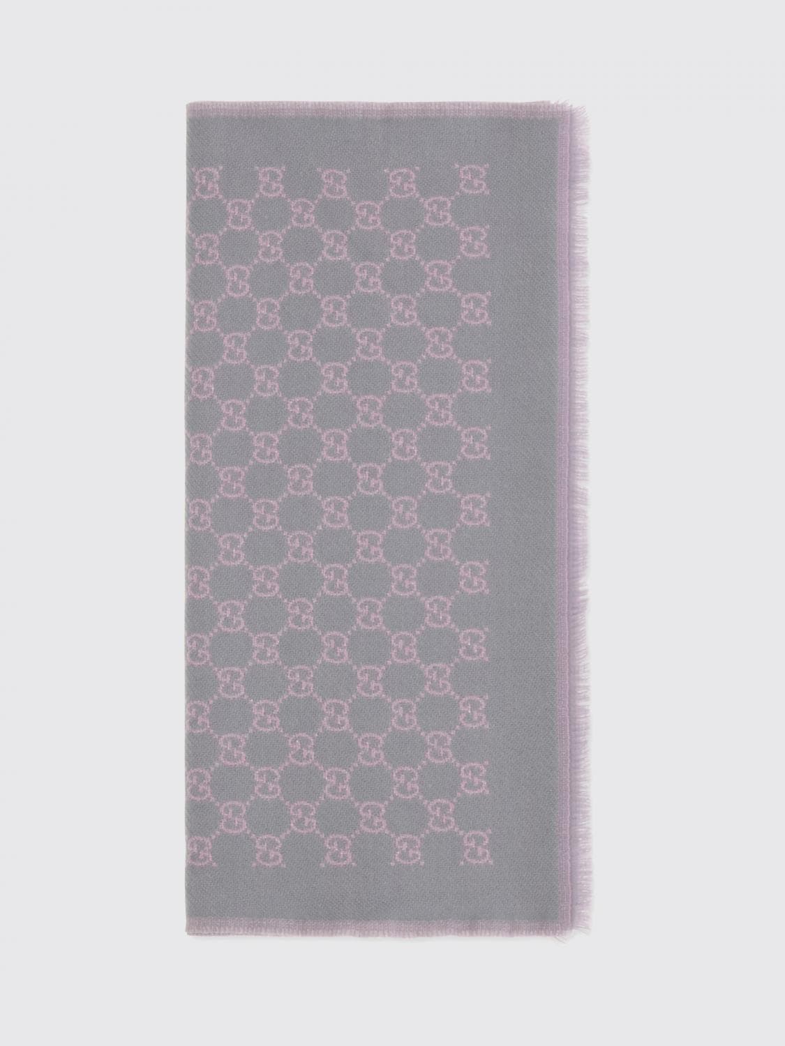 Gucci Jacquard GG Monogram Merino Wool Scarf with Fringed Hem
