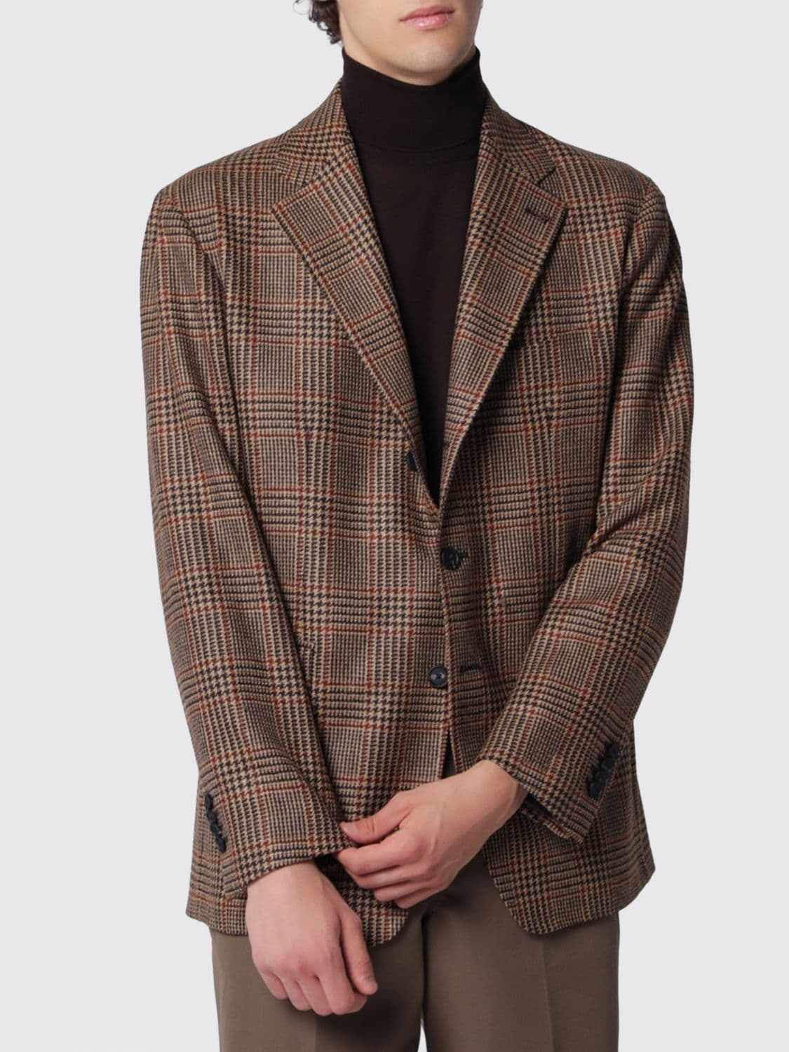 Tagliatore Single-Breasted Tartan Blazer in Virgin Wool and Cashmere