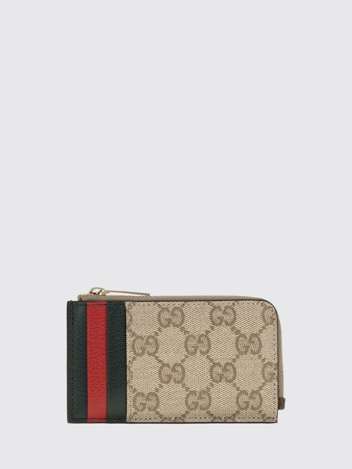 Gucci GG Supreme Canvas Wallet with Web Stripe and Zip Closure · OS
