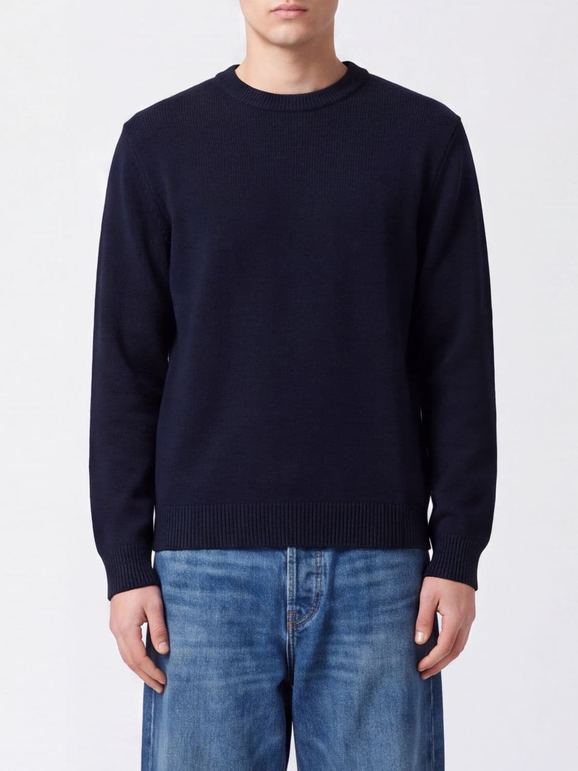 Golden Goose Crewneck Jumper in Cotton Blend with Ribbed Trims