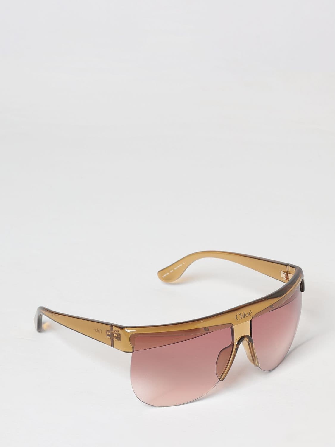 Chloé Shield Sunglasses in Green Acetate with a Rounded Shape and Lettering Logo · OS