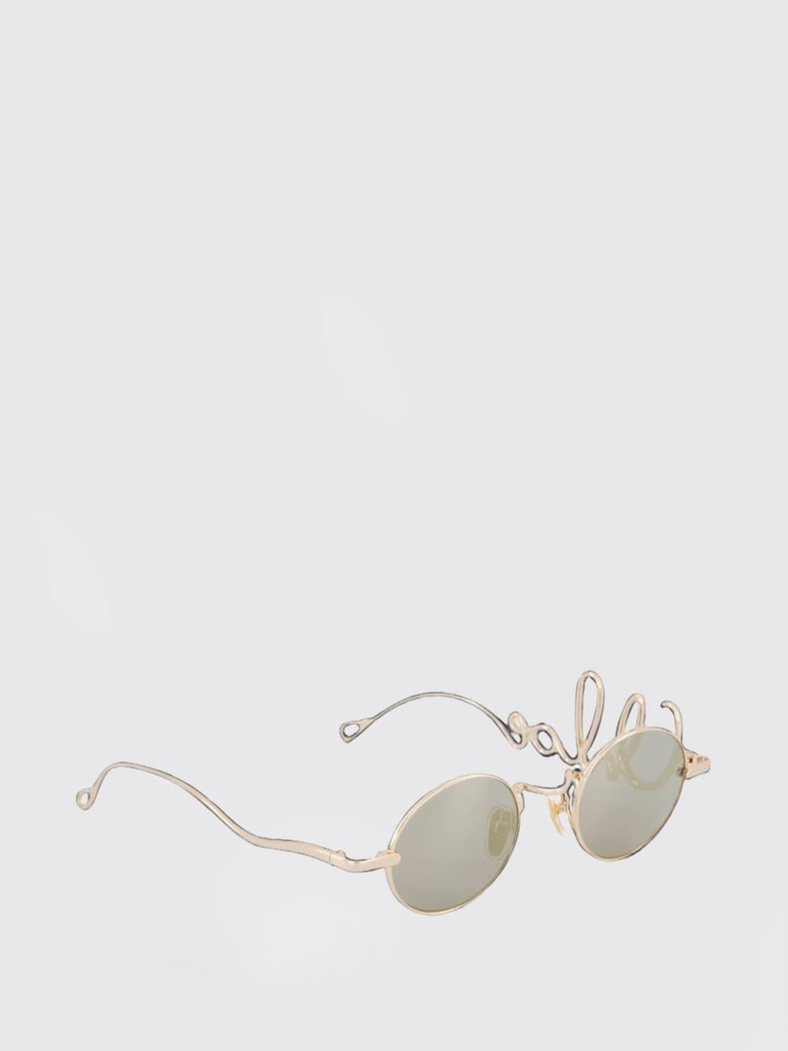 Chloé Round Sunglasses in Gold-Tone Metal with Smoke Lenses and Lettering Logo