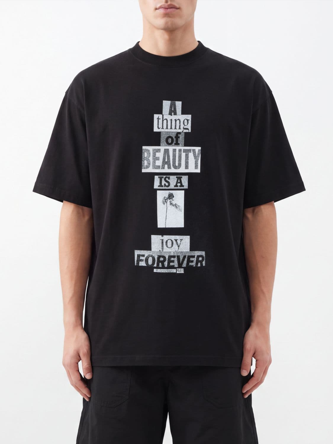 Balenciaga Slogan Print Cotton T-shirt with Dropped Shoulders