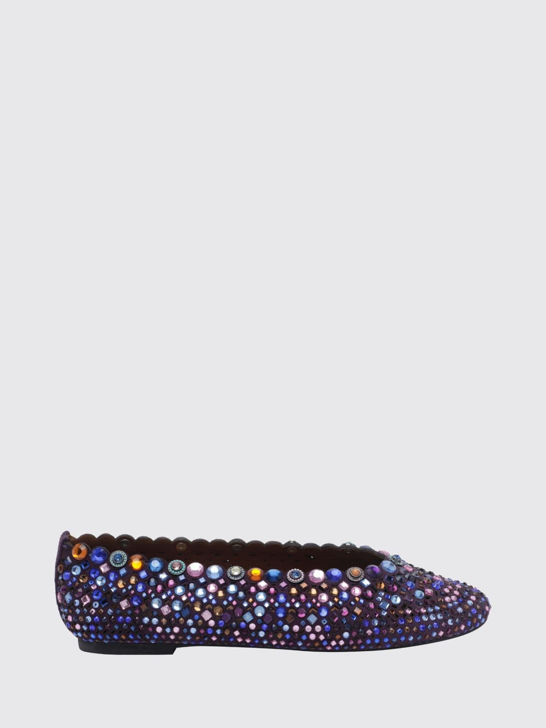 Kurt Geiger London Crystal-Embroidered Leather Ballet Flats