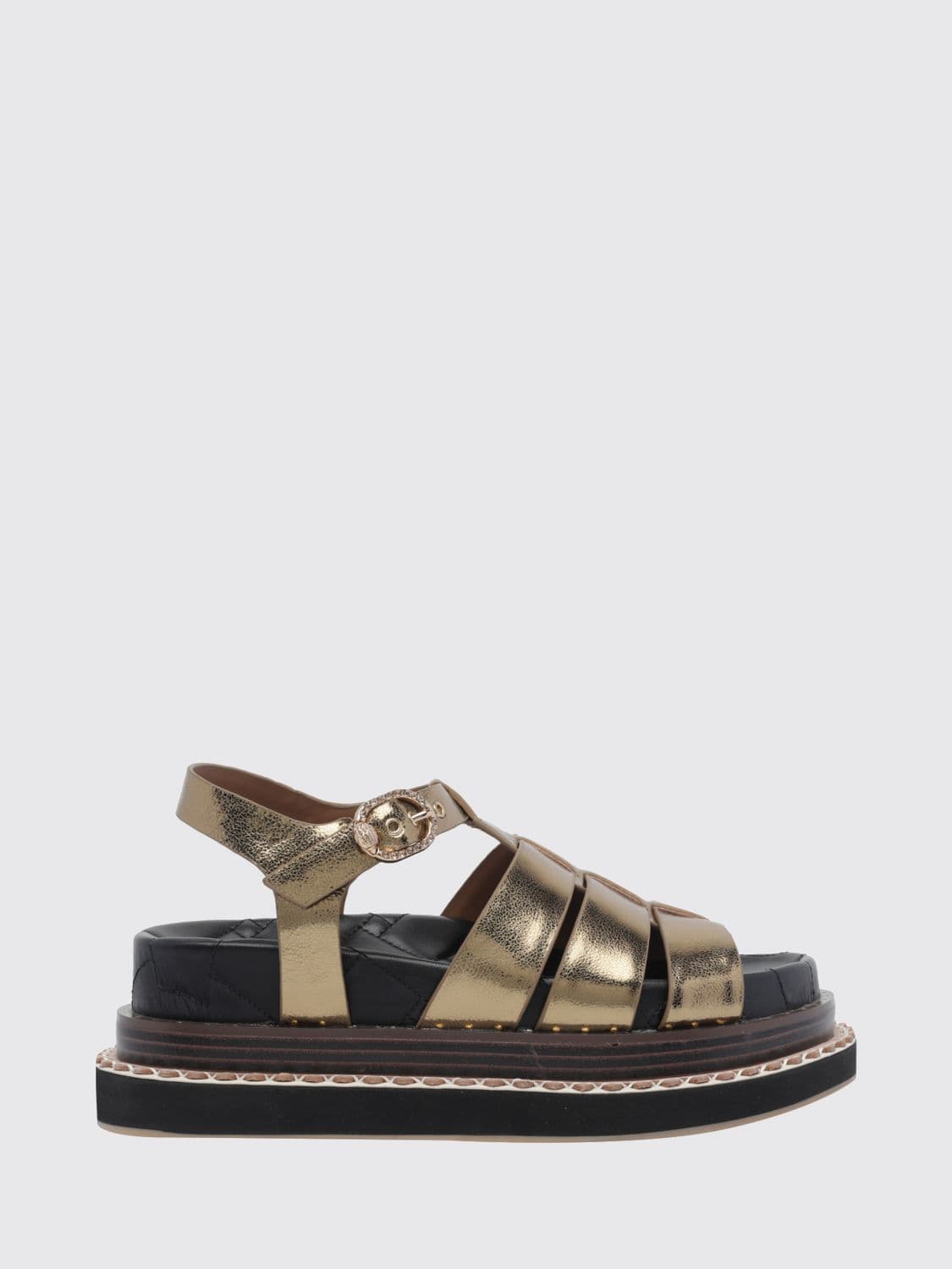 Kurt Geiger London Laminated Leather Wedge Sandals with Mid Heel