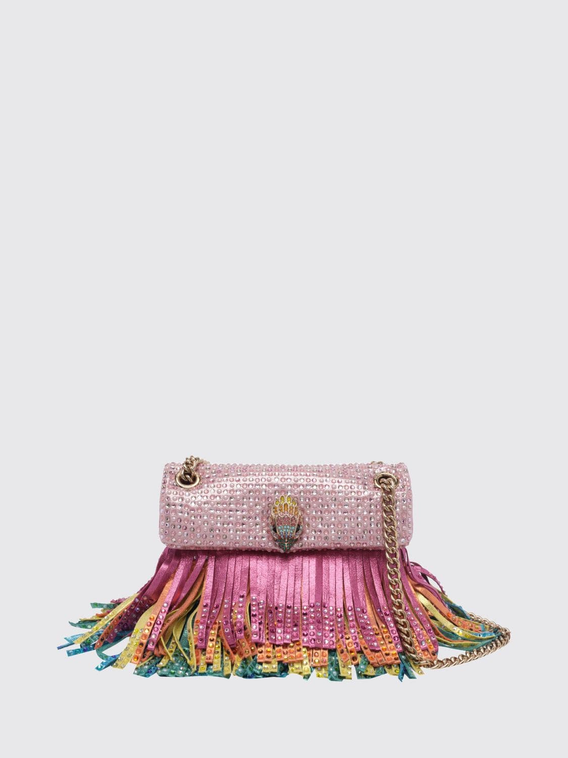 Kurt Geiger London Kensington Mini Bag in Multicolor Stripes with Crystal Fringes