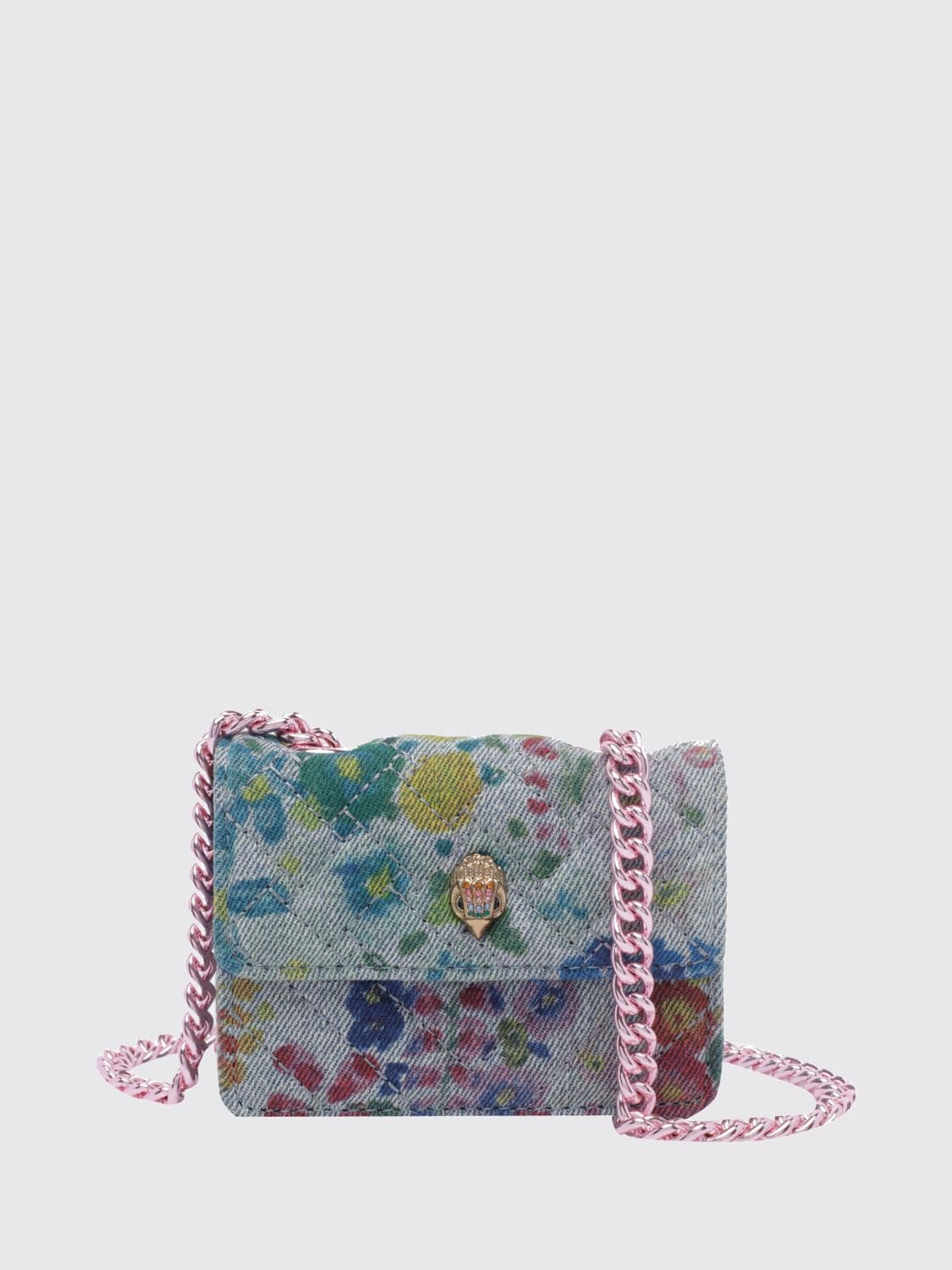 Kurt Geiger London Kensington Denim Mini Bag with Floral Pattern and Rhinestone Logo