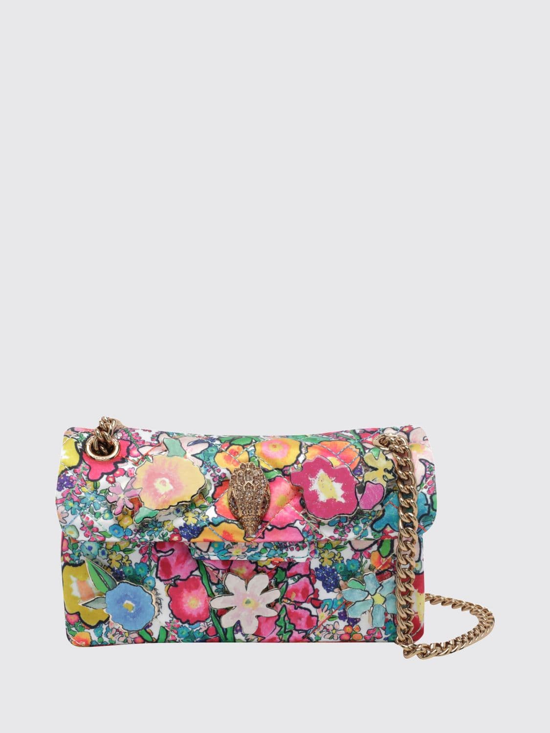 Kurt Geiger London Quilted Kensington Mini Bag with Floral Print and Rhinestone Logo