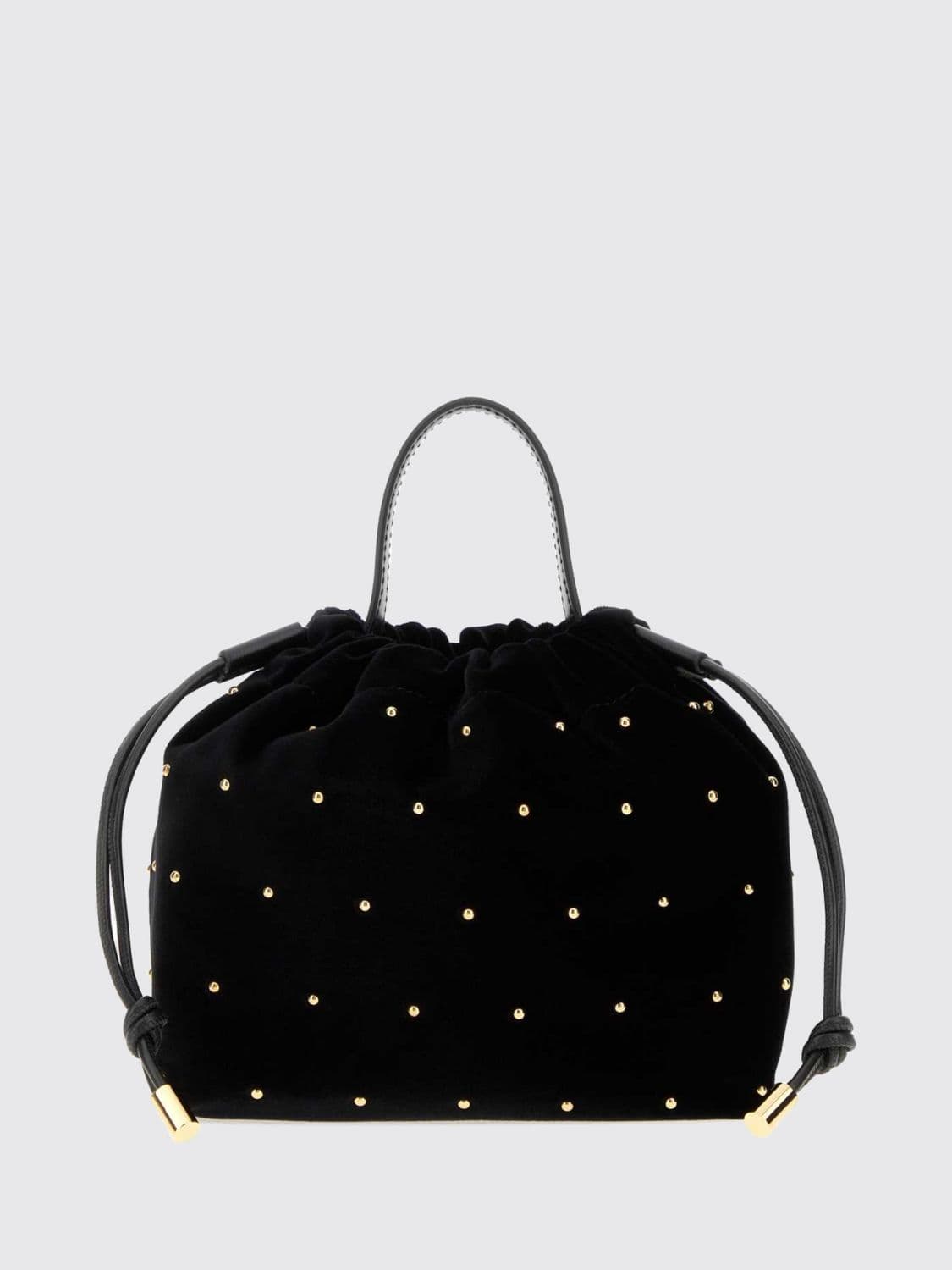 Chloé Mini Velvet Bucket Bag with Studs and Metallic Mesh Shoulder Strap