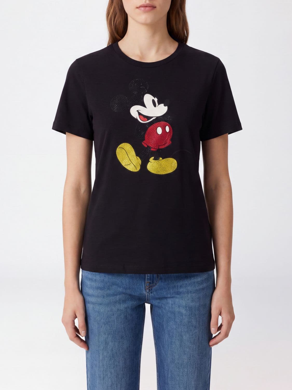 Liu Jo Cotton T-Shirt with Contrast Disney Print