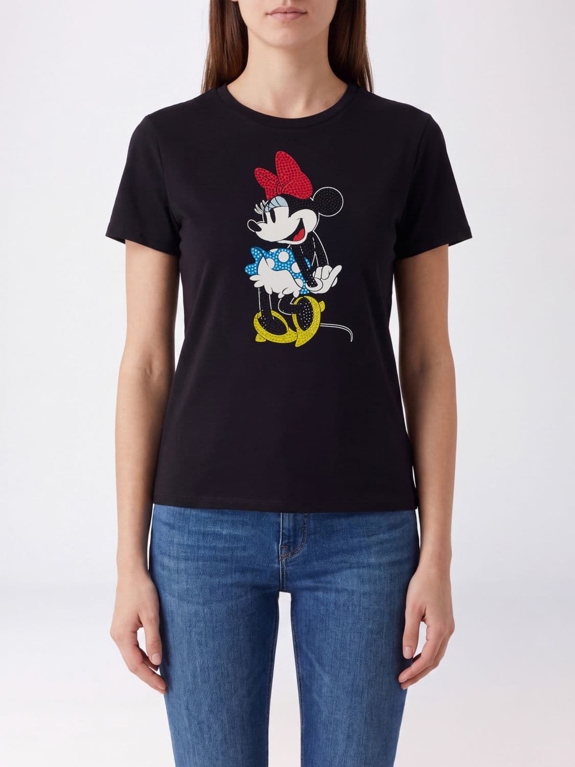 Liu Jo Cotton T-Shirt with Contrast Disney Print
