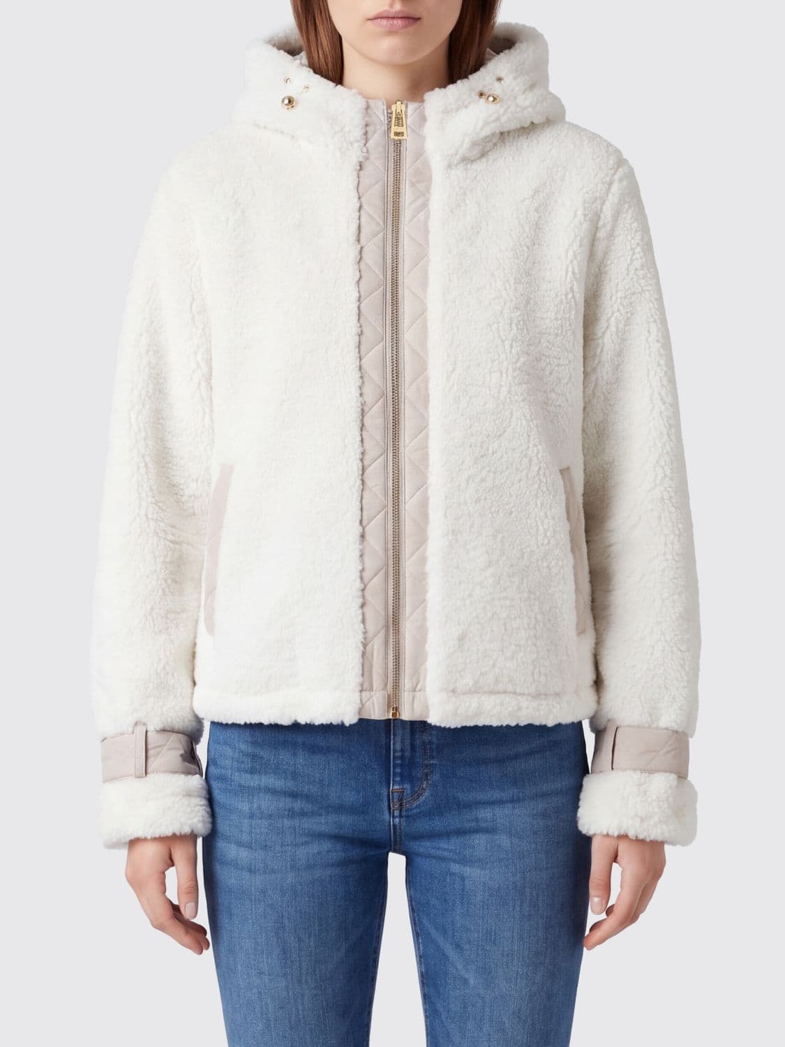 Liu Jo Hooded Faux Fur Jacket with Zip Closure