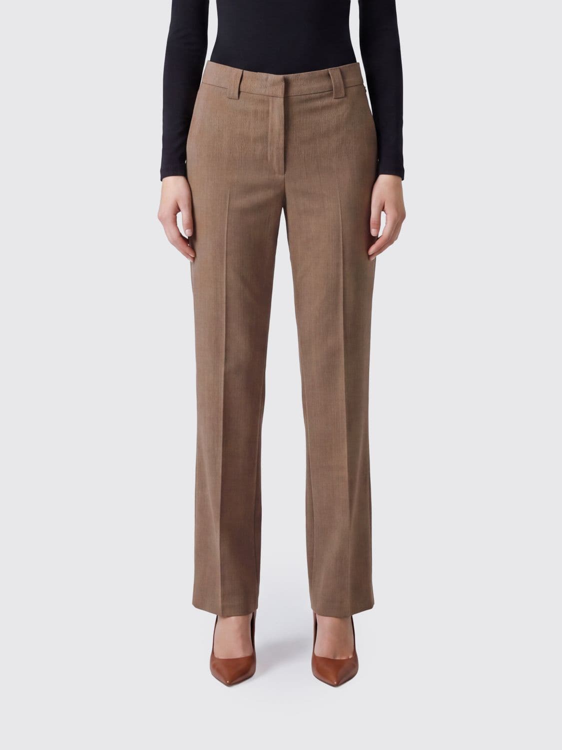 Liu Jo Slim Fit Chino Trousers in Viscose Blend with Mid-Rise Waist