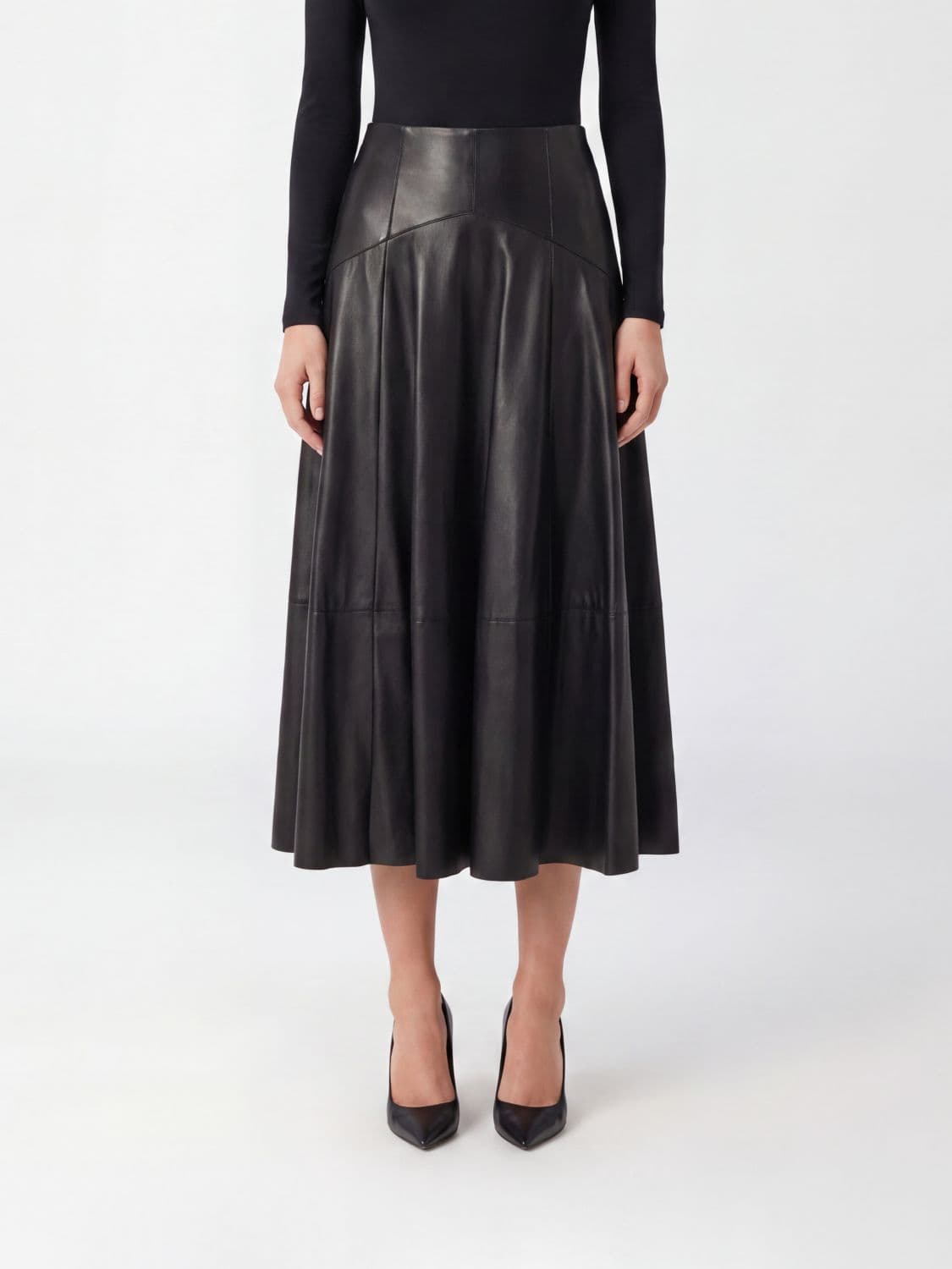 Liu Jo High-Waisted A-Line Midi Skirt in Faux Leather