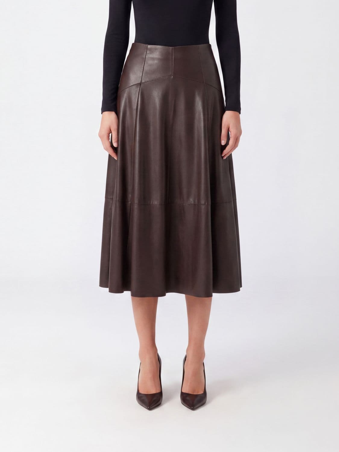 Liu Jo High-Waisted A-Line Midi Skirt in Faux Leather