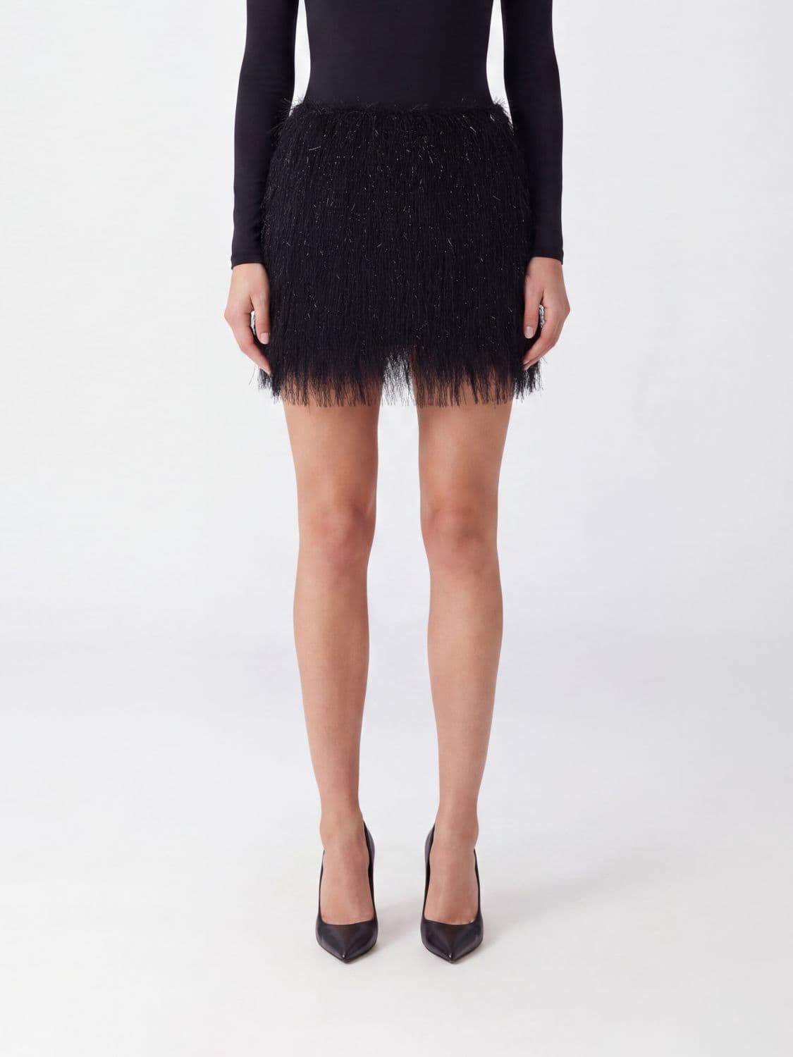 Liu Jo Slim Fit Pencil Midi Skirt with Embroidery and Fringes