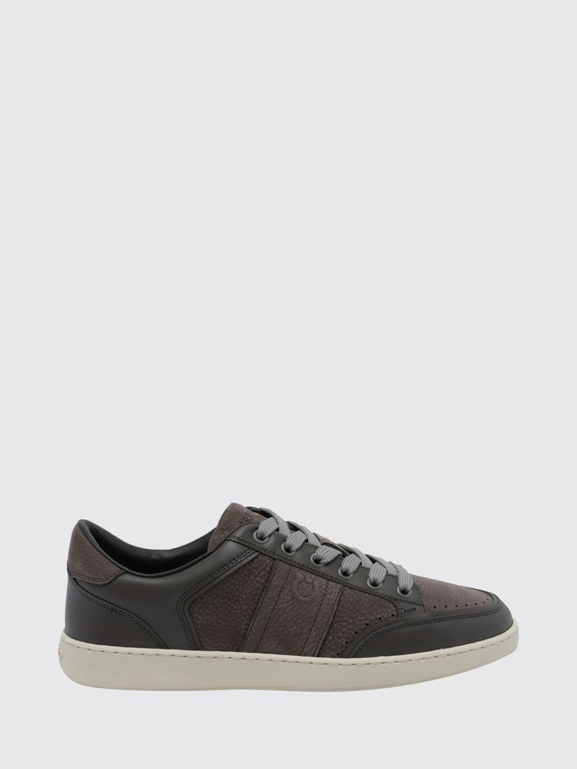 Ferragamo Gancini Low-Top Sneakers in Calfskin and Nubuck Leather