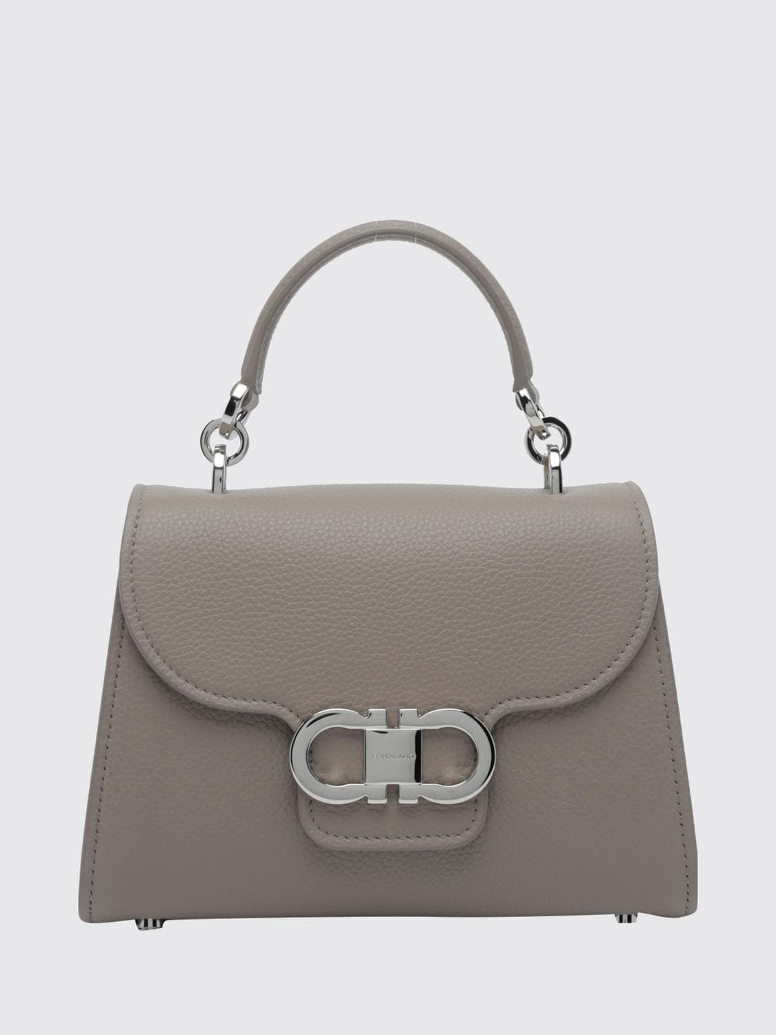 Ferragamo Double Gancini Mini Bag in Grained Calfskin with Removable Strap