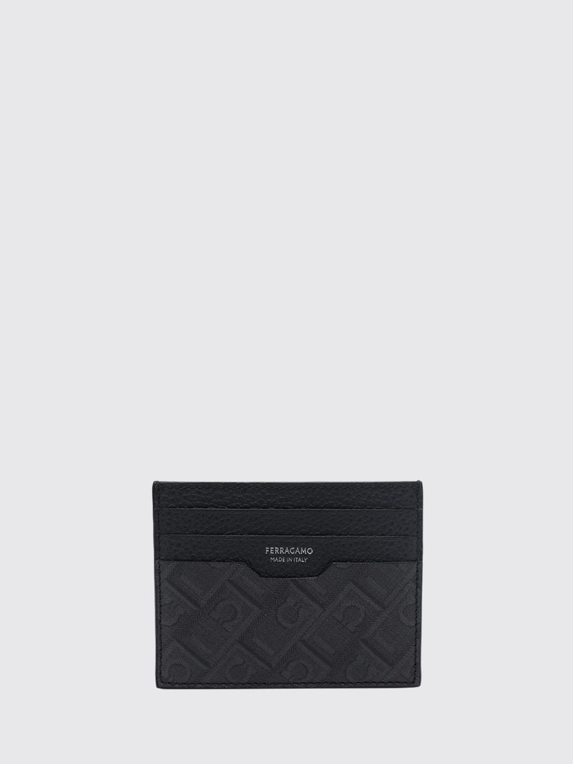 Ferragamo Flat Calfskin Card Holder with Gancini Logo Detail