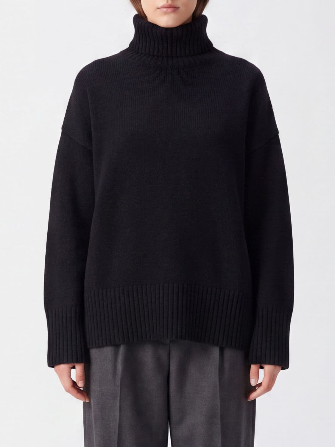 Pinko Relaxed Fit Wool and Cashmere Turtleneck Jumper with Dropped Shoulders