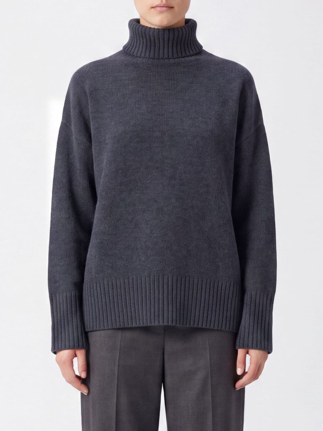 Pinko Relaxed Fit Wool and Cashmere Turtleneck Jumper with Dropped Shoulders