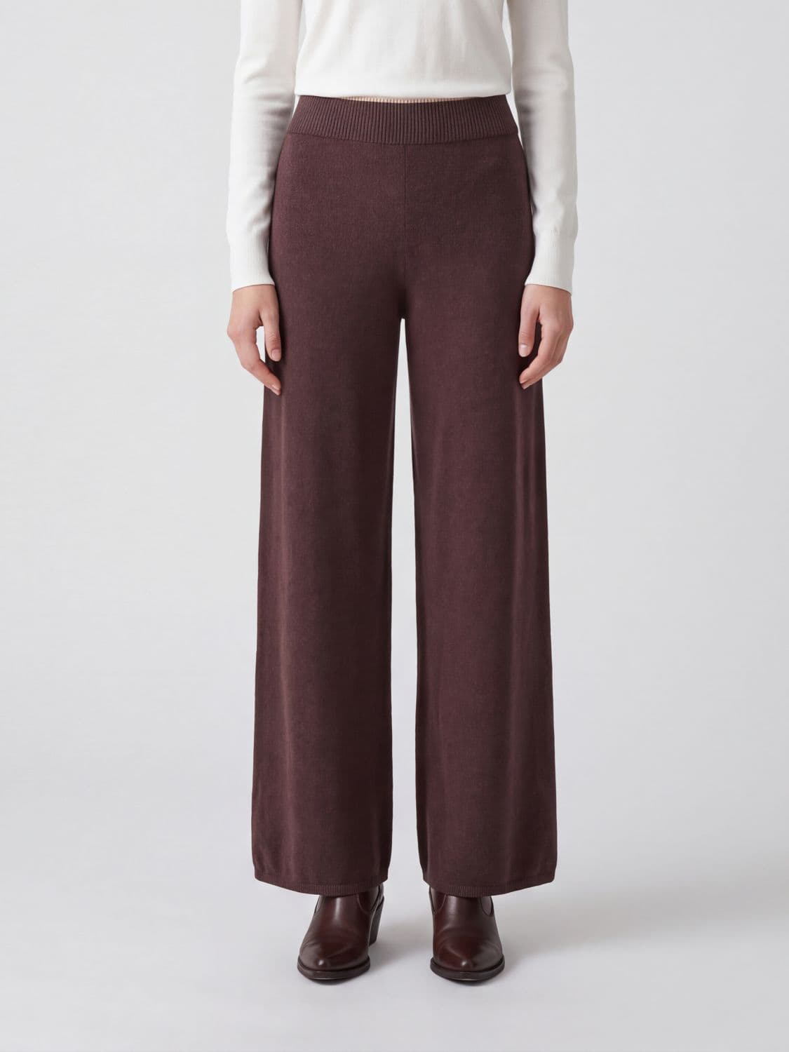 Pinko High-Waisted Wool and Cashmere Knit Palazzo Trousers