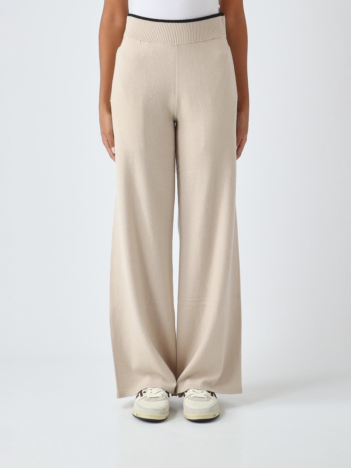 Pinko High-Waisted Wool and Cashmere Knit Palazzo Trousers