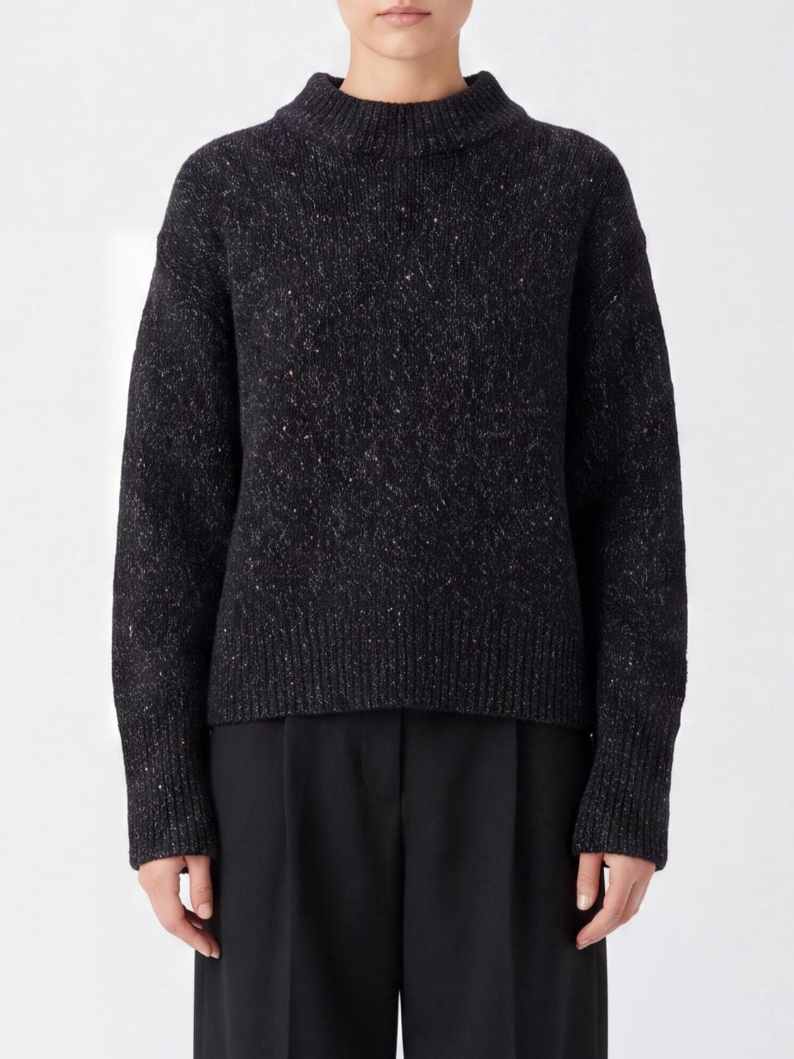 Lisa Yang Cashmere Blend Crewneck Jumper with Dropped Shoulders