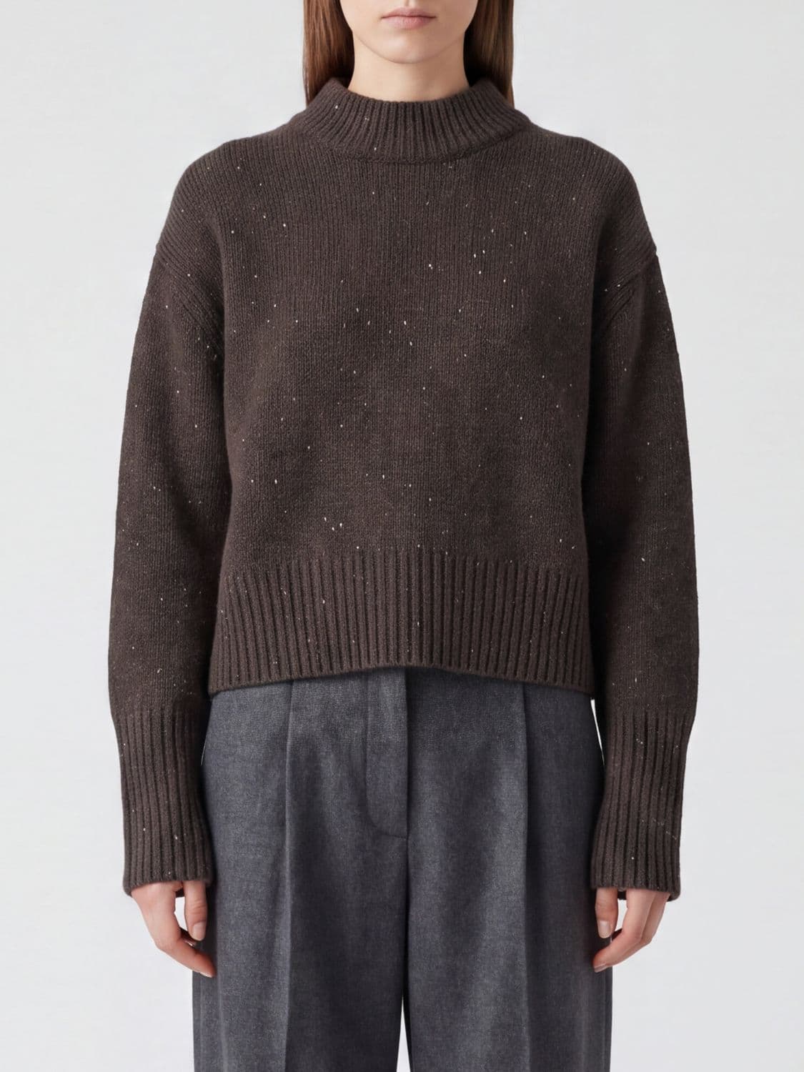 Lisa Yang Cashmere Blend Crewneck Jumper with Dropped Shoulders