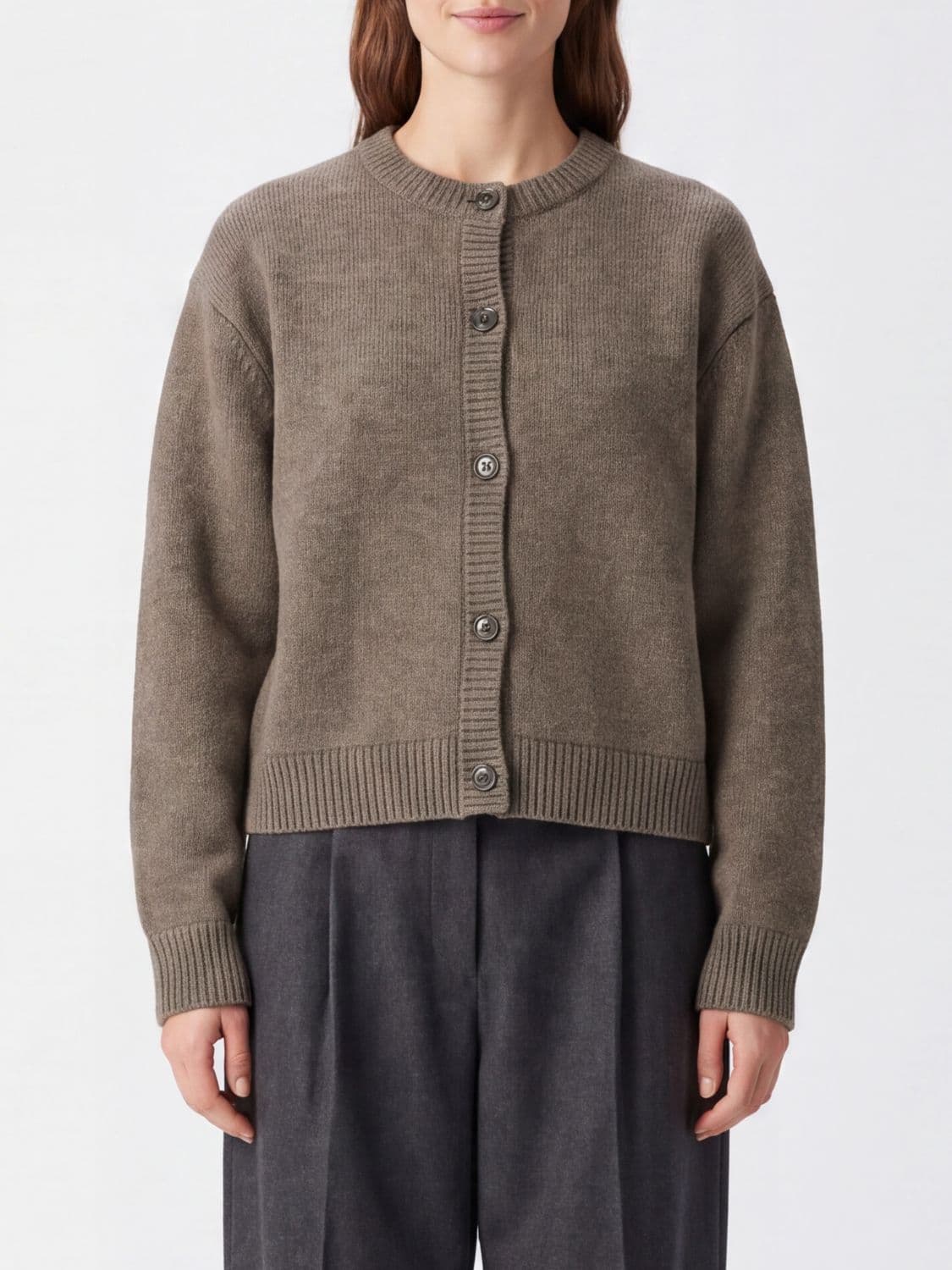 Lisa Yang Pure Cashmere Crewneck Cardigan with Button Closure