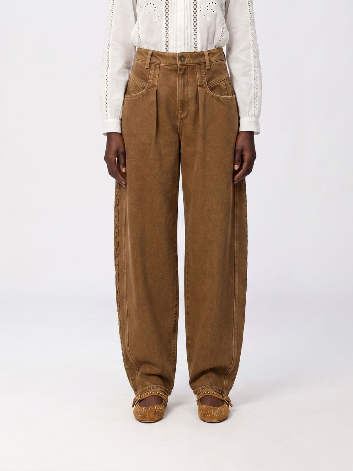 Isabel Marant Lisha High-Waisted Wide-Leg Cotton Denim Jeans