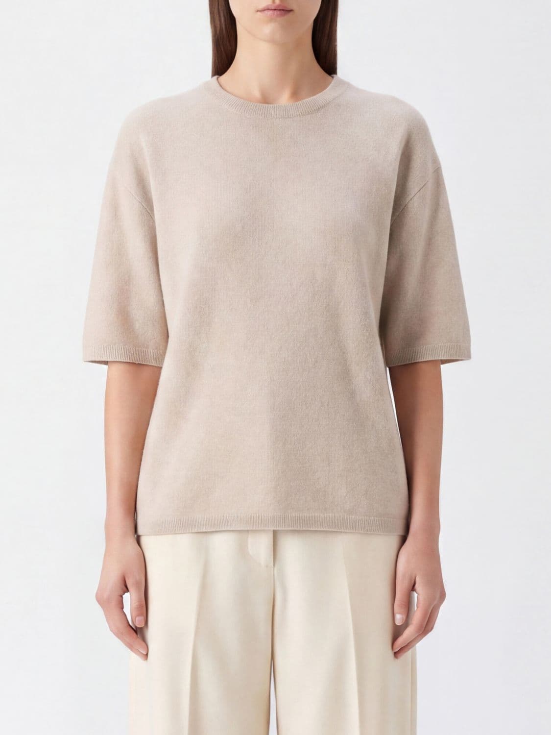 Lisa Yang Short-Sleeved Pure Cashmere Crewneck Jumper