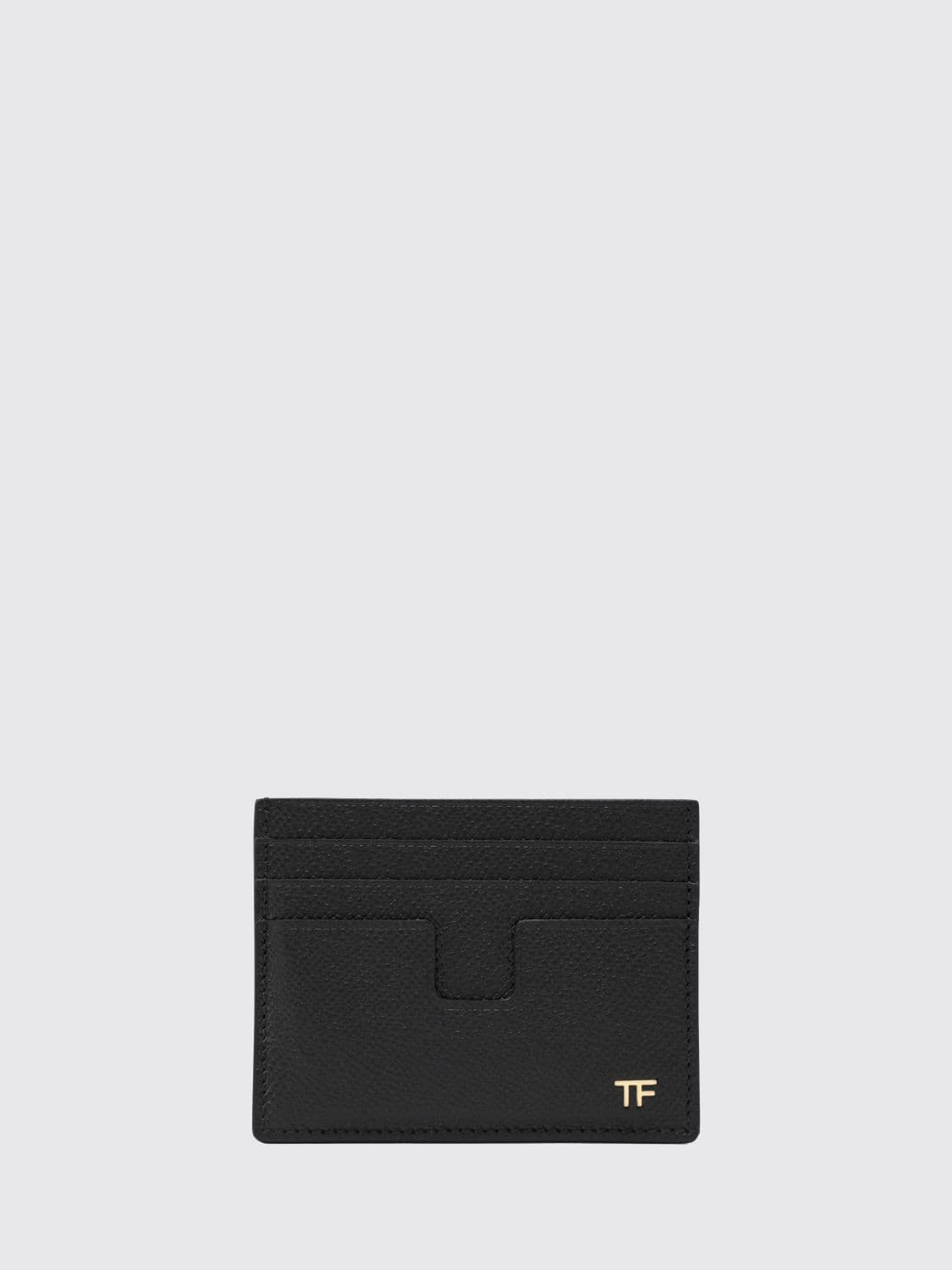 Tom Ford Grained Calf Leather Card Holder with T Monogram
