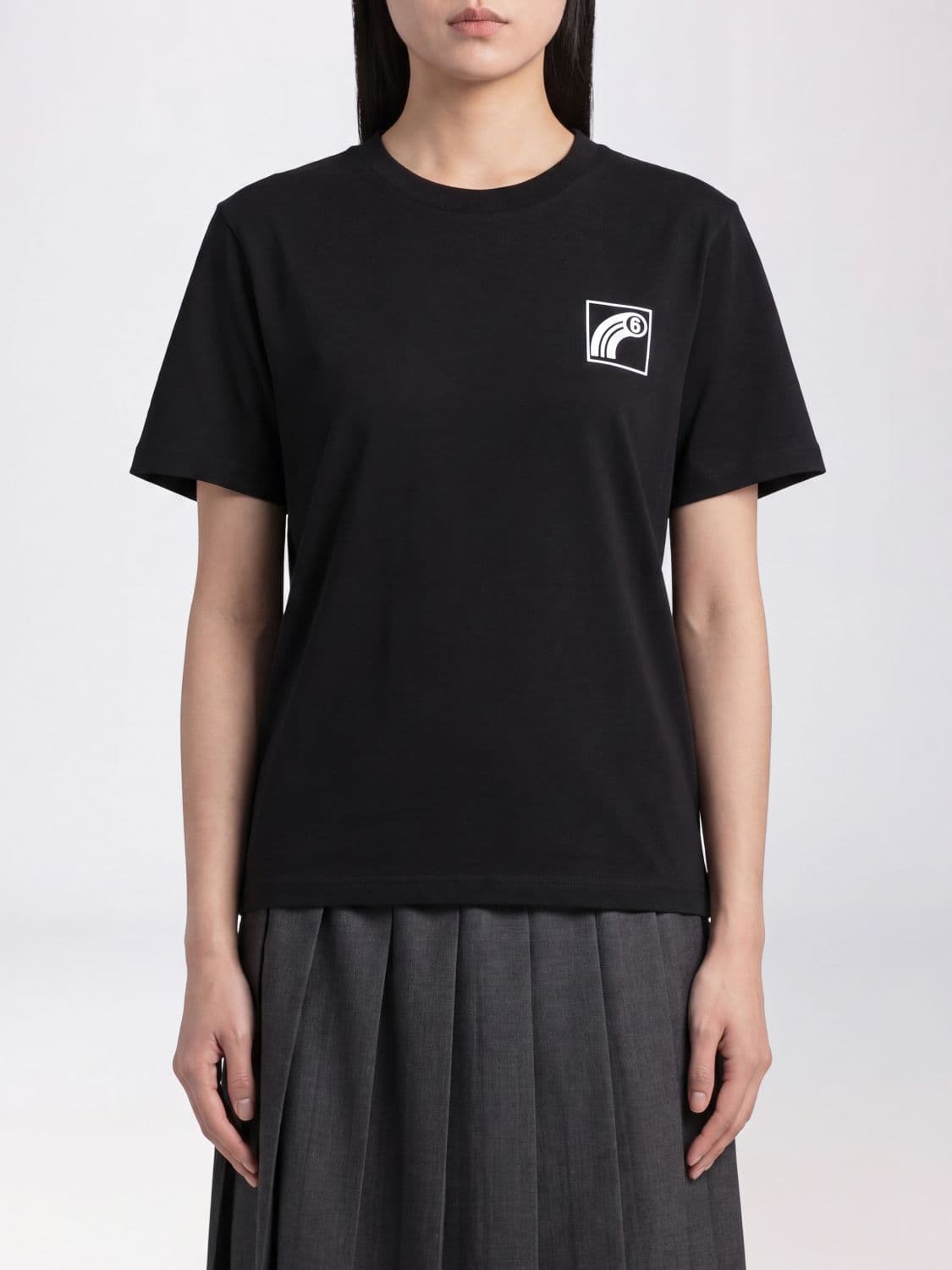 Mm6 Maison Margiela Crew Neck T-Shirt in Cotton with Logo Slogan Print