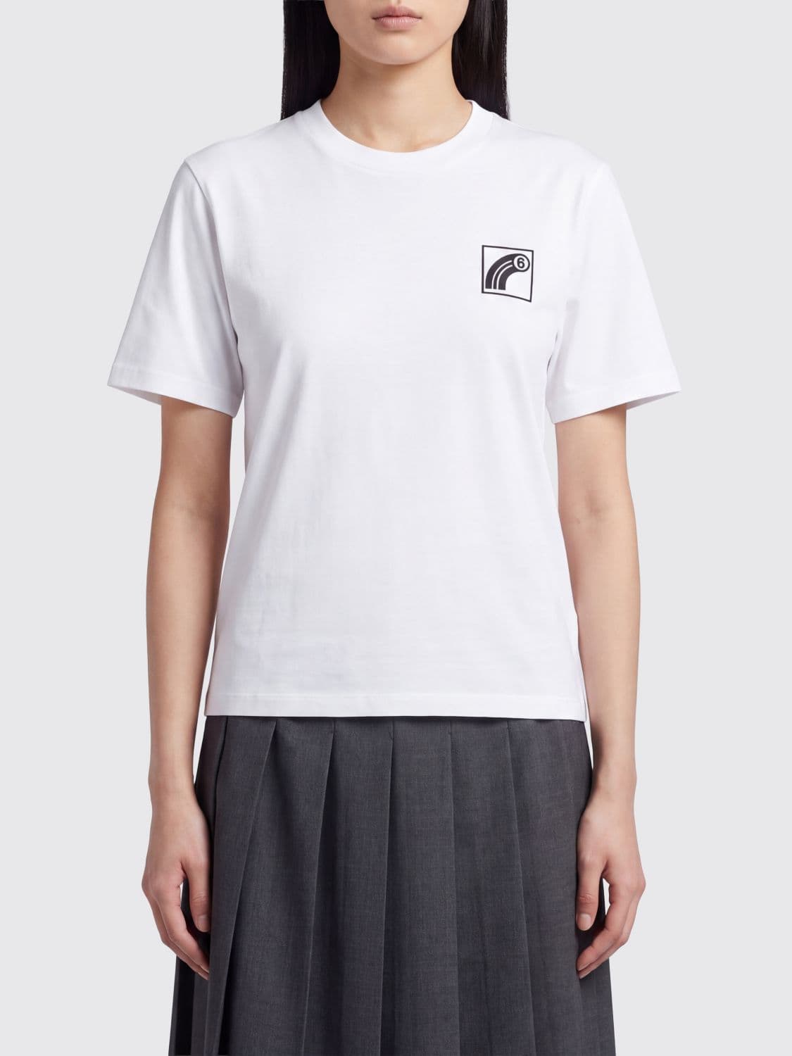 Mm6 Maison Margiela Crew Neck T-Shirt in Cotton with Logo Slogan Print