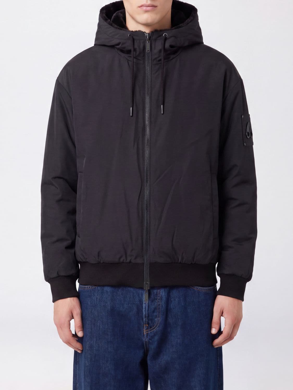 Moose Knuckles Reversible Hooded Bomber Jacket in Recycled Nylon