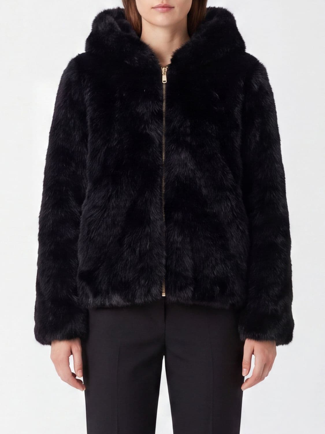 Moose Knuckles Faux Fur Hooded Zip-Up Jacket