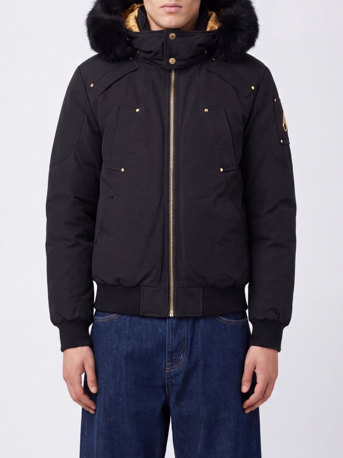 Moose Knuckles Technical Fabric Down Jacket with Removable Shearling Hood
