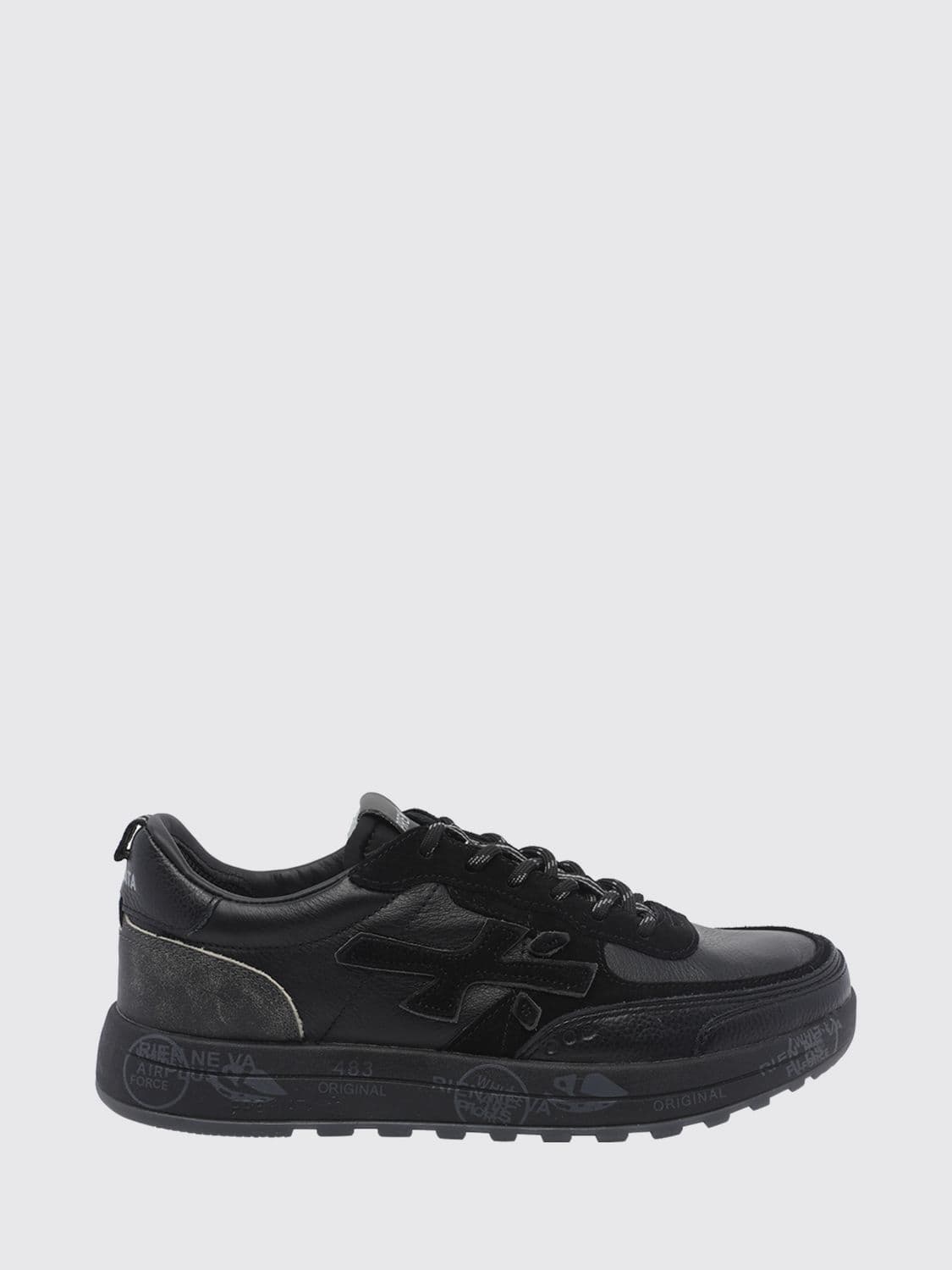 Premiata Nous Calf Leather Sneakers with Serrated Sole