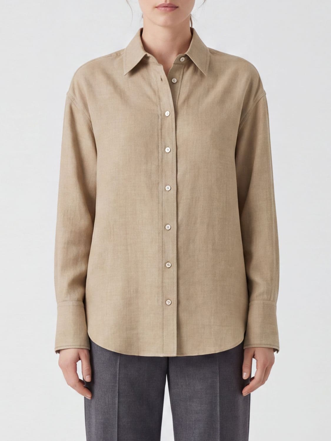 Brunello Cucinelli 100% Virgin Wool Shirt with a French Collar