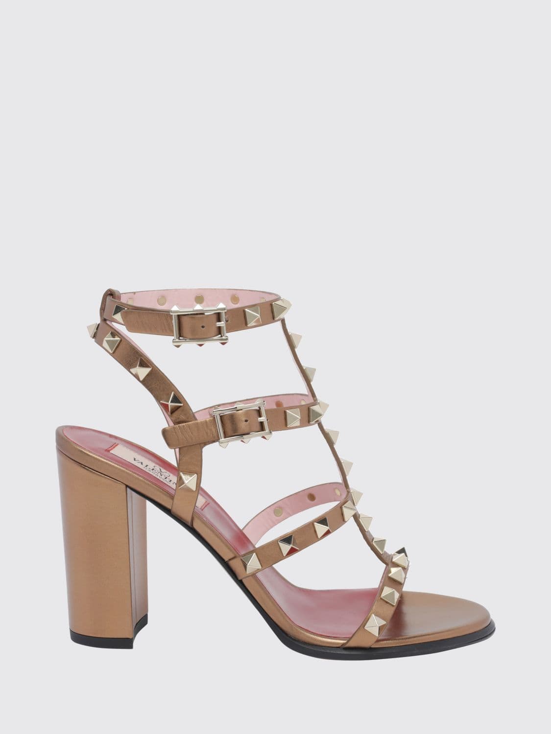 Valentino Garavani Rockstud T-Strap High-Heeled Sandals in Leather with Studs