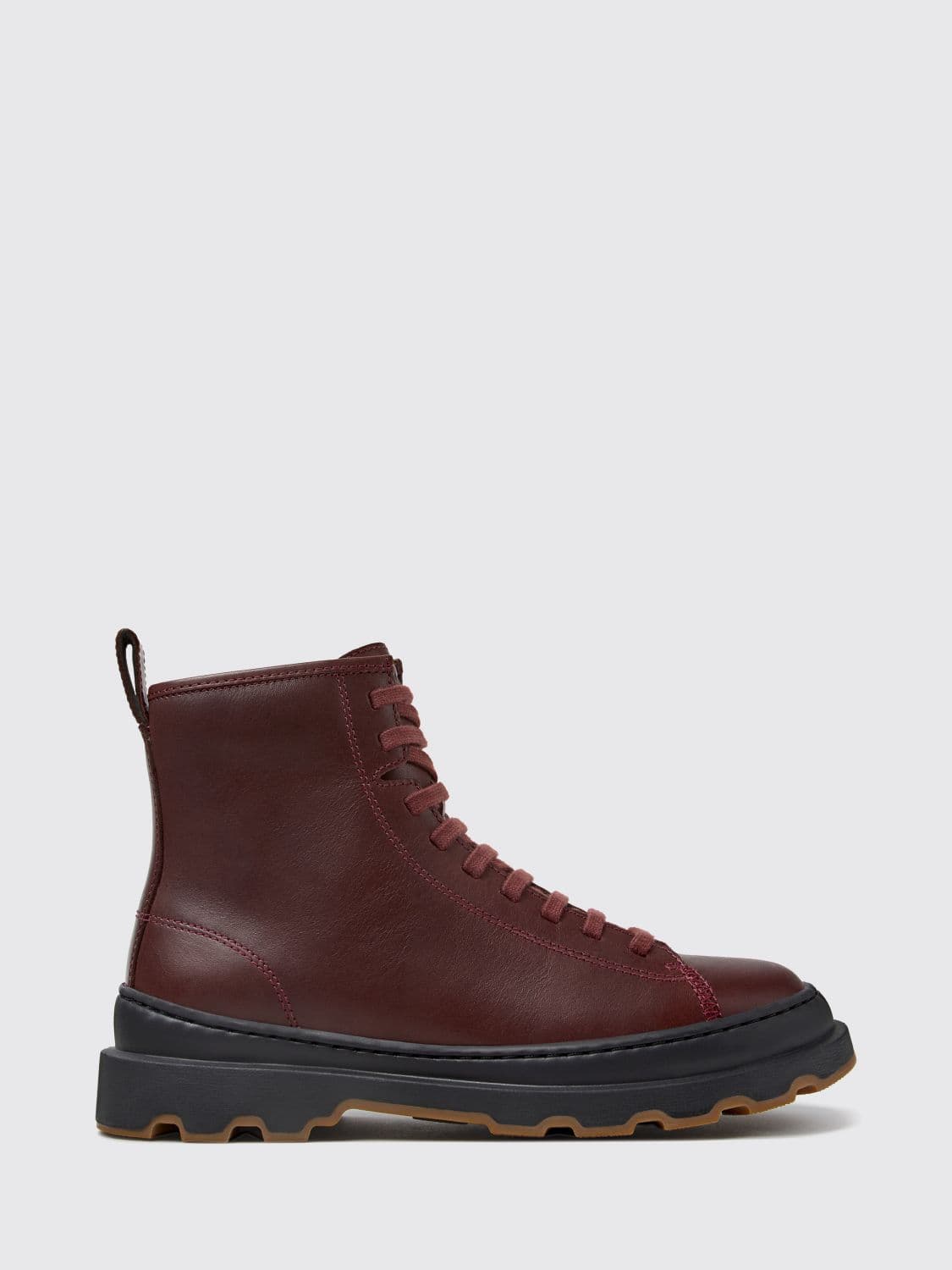 Camper Brutus+ Calfskin Leather Combat Boots with Serrated Sole · 42