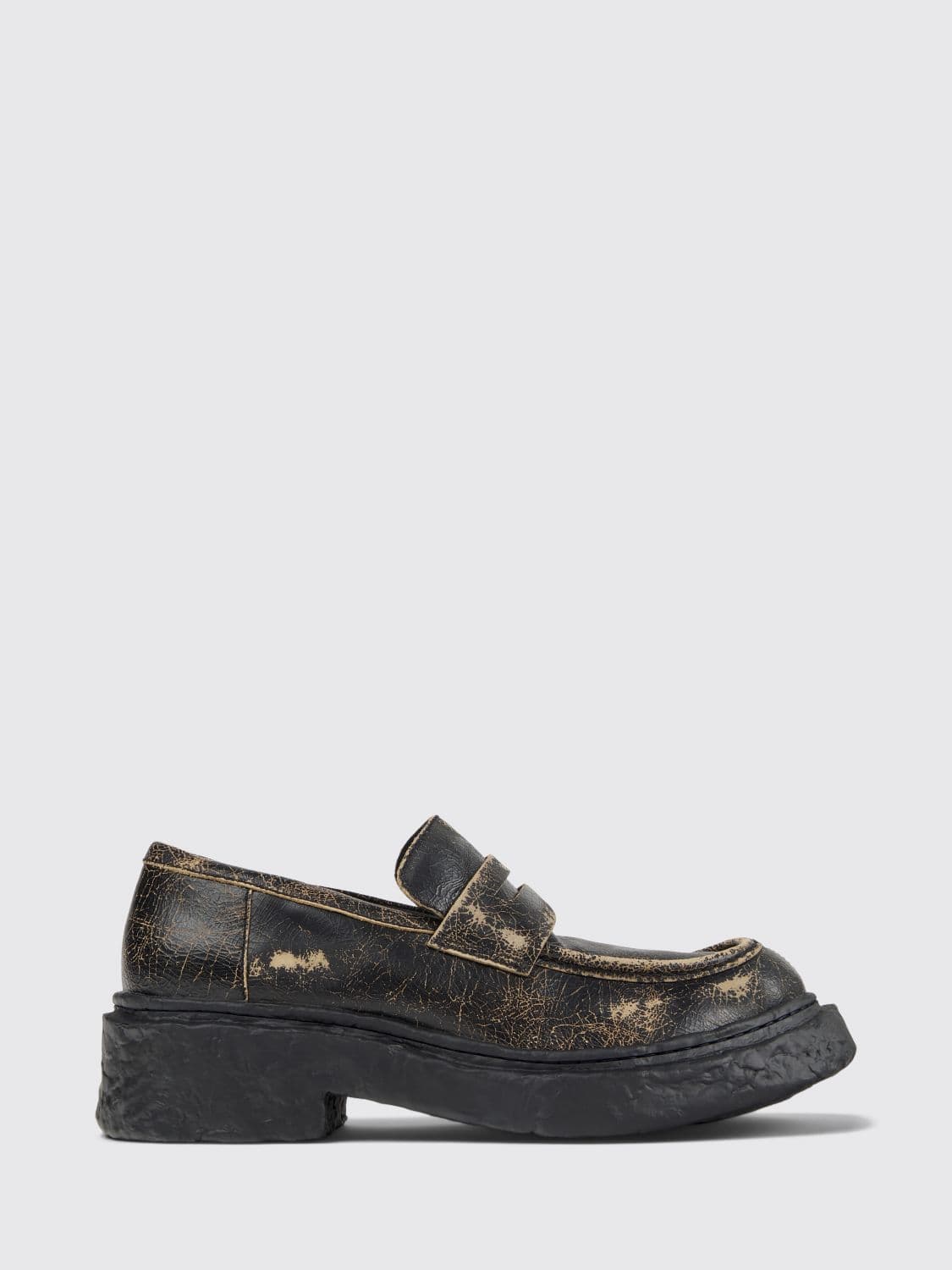 Camperlab Vamonos Two-Tone Leather Loafers with Distressed Effect