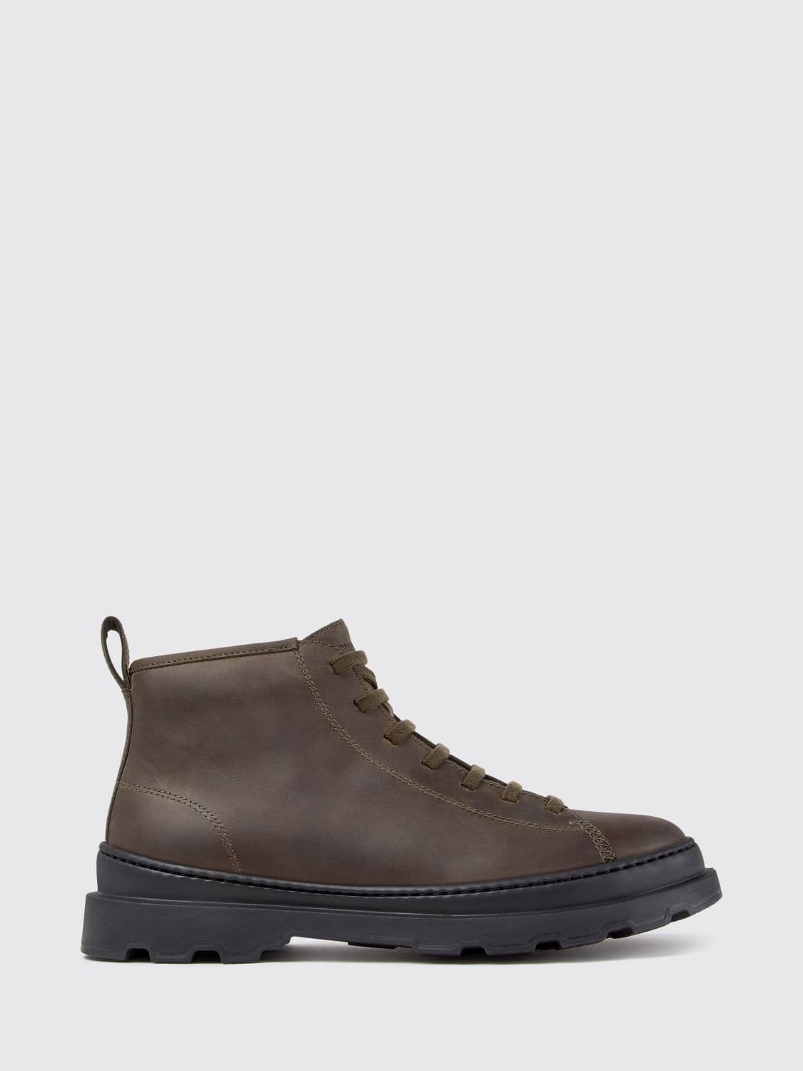 Camper Brutus+ Leather Lace-Up Ankle Boots with Zip and Lug Sole