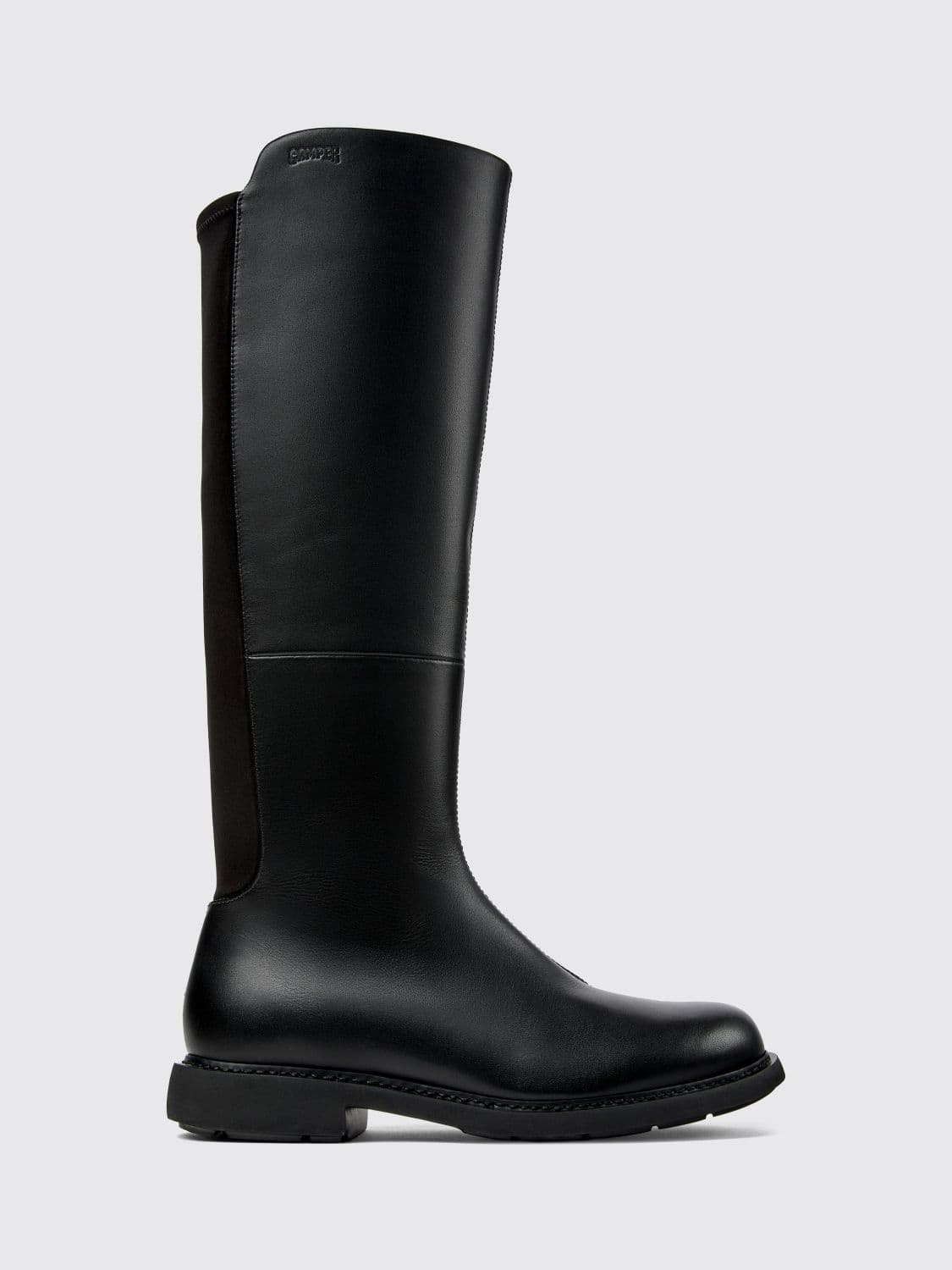 Camper Neuman Smooth Leather Knee-High Boots with Side Zip and Round Toe