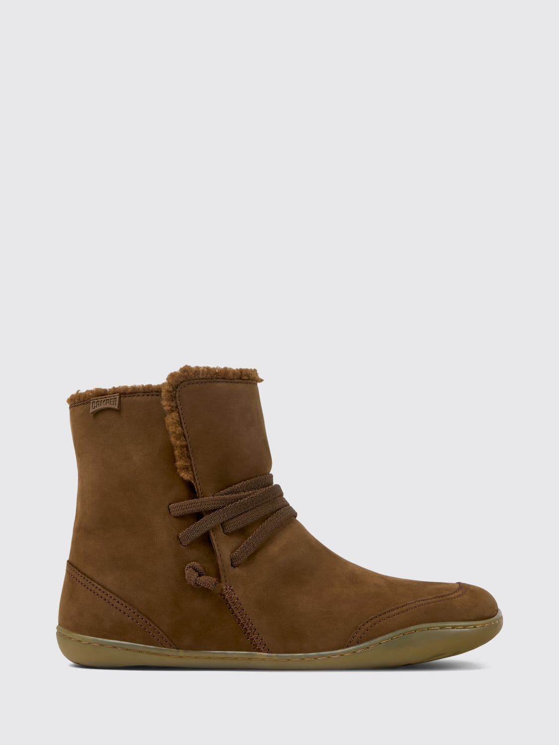 Camper Peu Nubuck Slip-On Ankle Boots with Elastic Laces and Round Toe